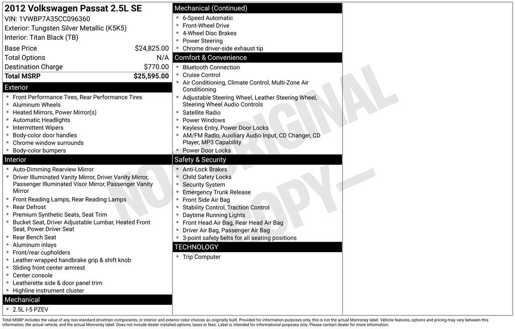2012 Volkswagen Passat SE