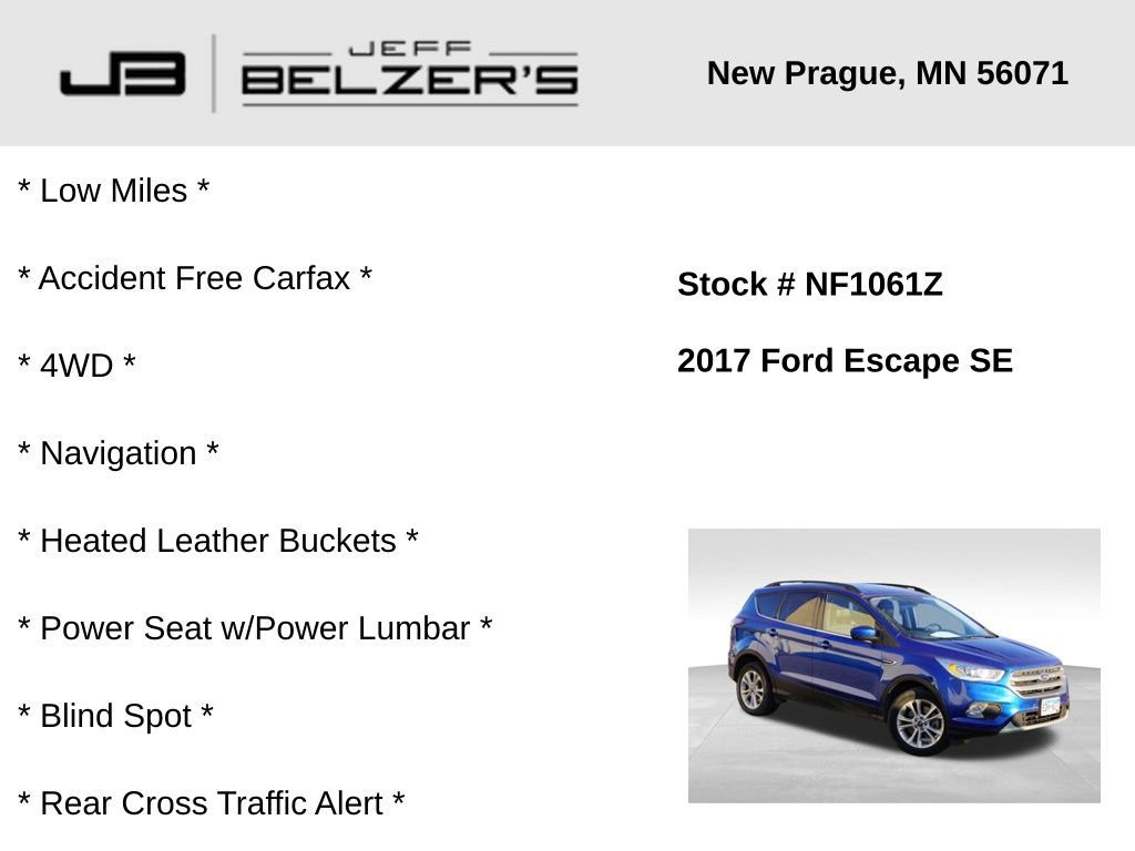 Used 2017 Ford Escape SE with VIN 1FMCU9GD7HUD49932 for sale in New Prague, MN