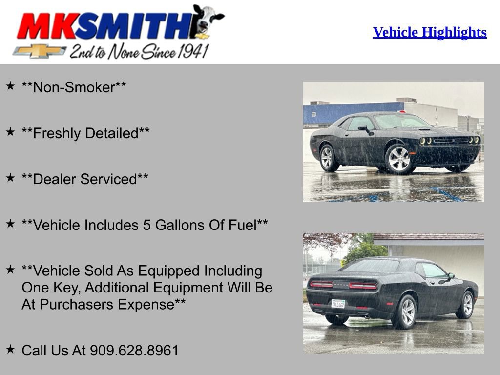 Used 2015 Dodge Challenger SXT with VIN 2C3CDZAG7FH764244 for sale in Chino, CA