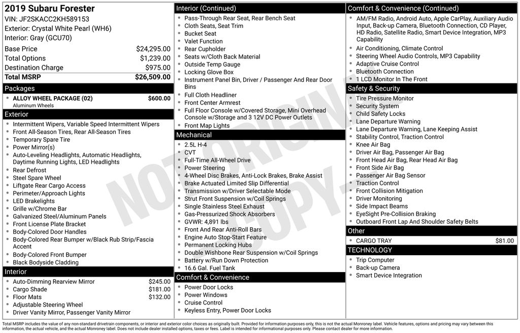 2019 SUBARU FORESTER - Image 27