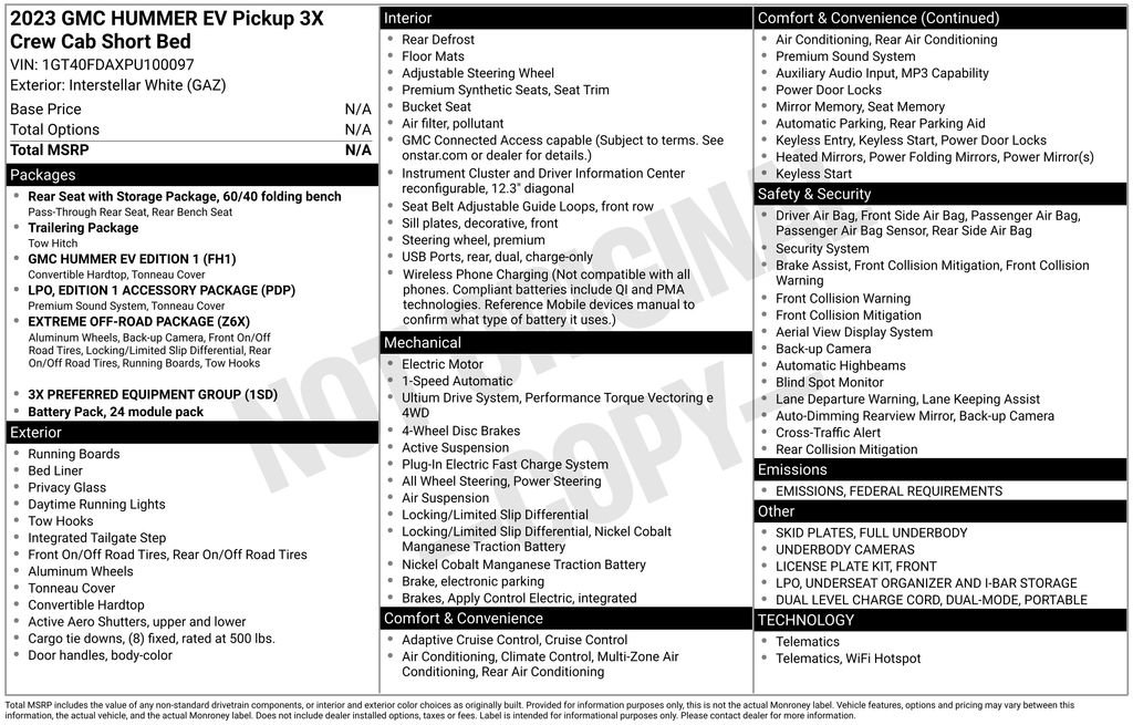 Used 2023 GMC HUMMER EV Edition 1 with VIN 1GT40FDAXPU100097 for sale in Newton, IA