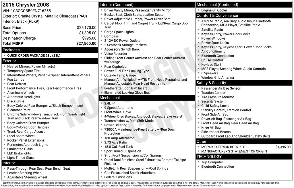 2015 Chrysler 200 S