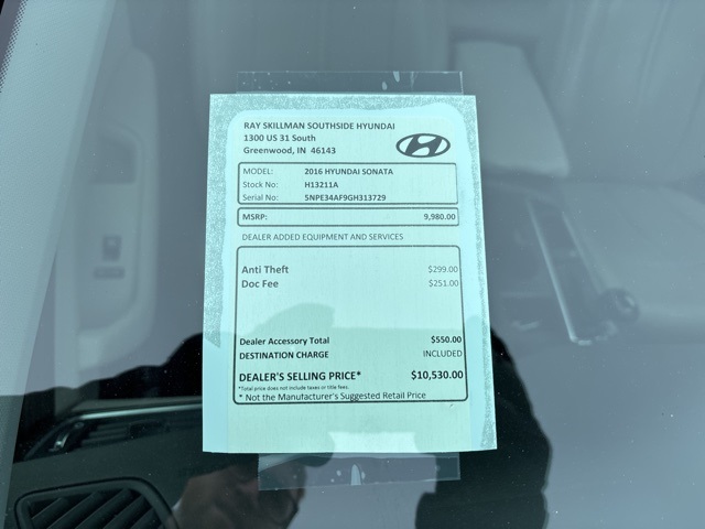 Used 2016 Hyundai Sonata Limited with VIN 5NPE34AF9GH313729 for sale in Greenwood, IN