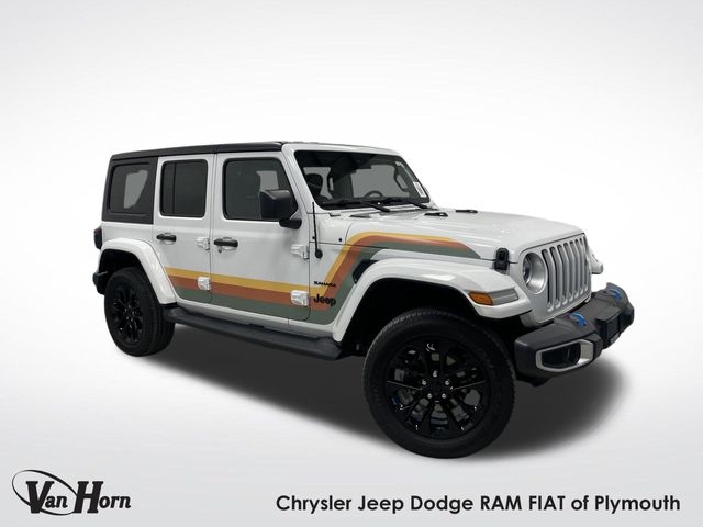 Used 2022 Bright White Clearcoat Jeep Unlimited Sahara 4xe image 1