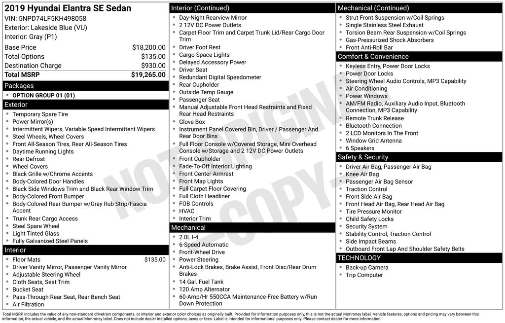 2019 Hyundai Elantra SE