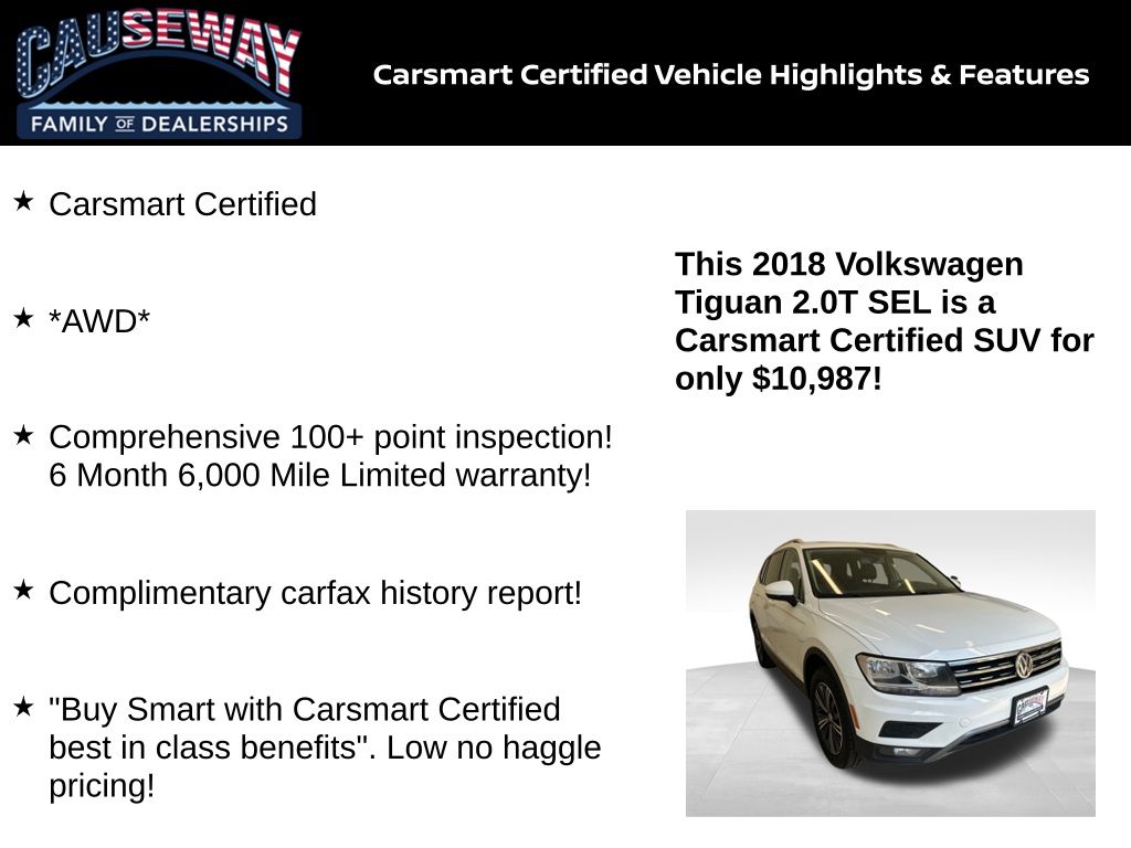 Used 2018 Volkswagen Tiguan SEL with VIN 3VV2B7AX6JM198056 for sale in Stafford Township, NJ