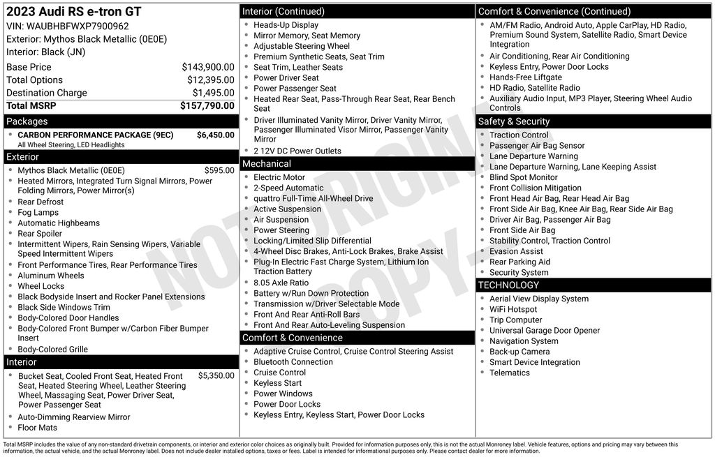 Used 2023 Audi RS e-tron GT Base with VIN WAUBHBFWXP7900962 for sale in Highland Park, IL