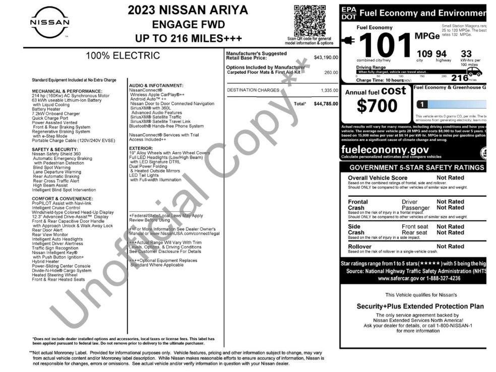 Used 2023 Nissan Ariya Engage with VIN JN1AF0BA0PM410425 for sale in Champaign, IL