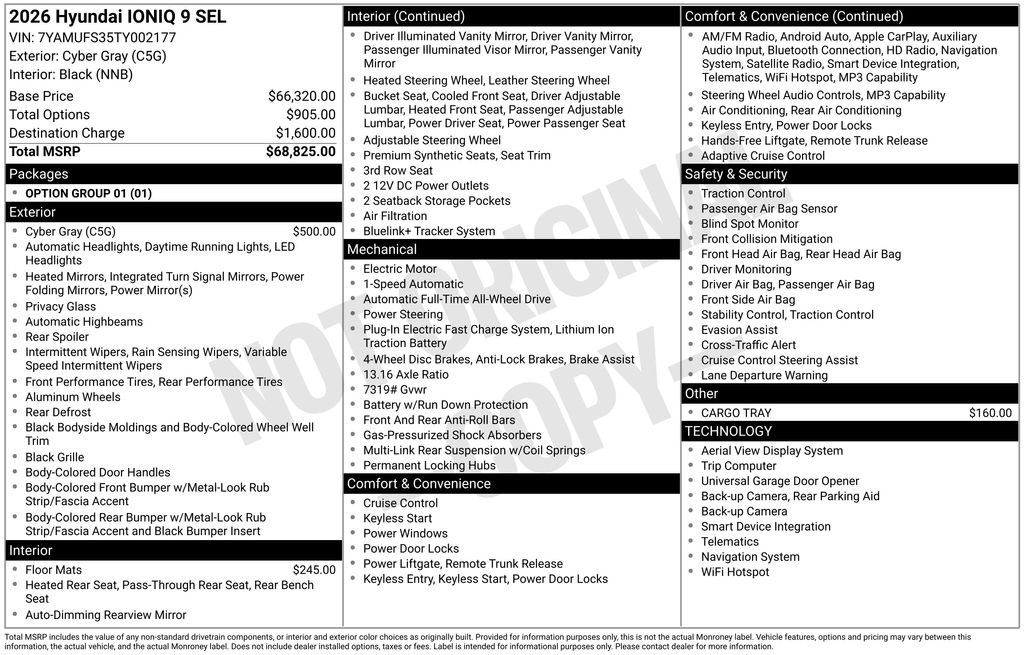 Certified 2026 Hyundai IONIQ 9 SEL with VIN 7YAMUFS35TY002177 for sale in Highland Park, IL