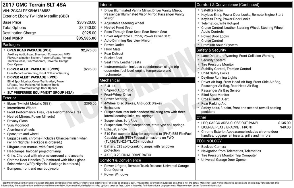 Used 2017 GMC Terrain SLT with VIN 2GKALPEK8H6136883 for sale in Elk River, Minnesota