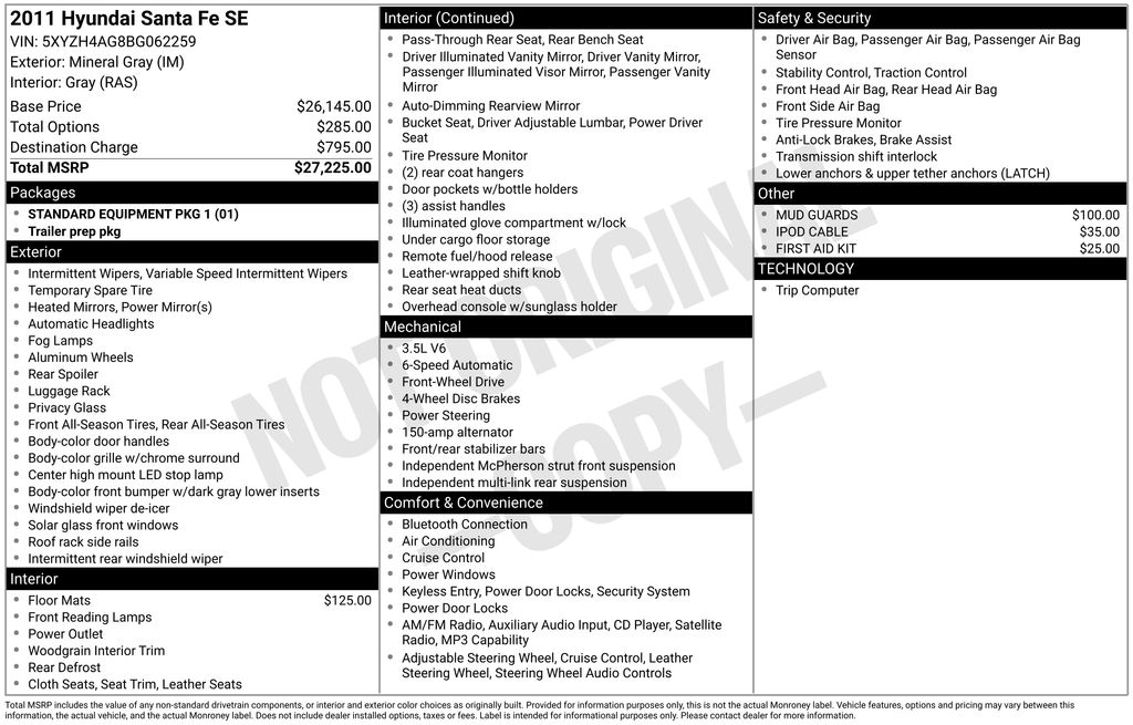 2011 Hyundai Santa Fe SE