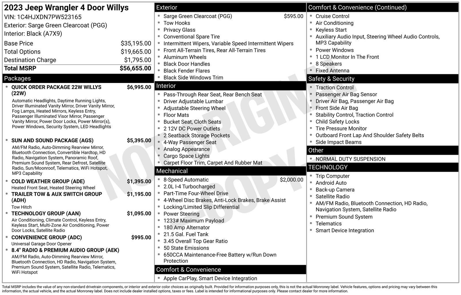 Used 2023 Jeep Wrangler 4-Door Willys with VIN 1C4HJXDN7PW523165 for sale in Baxter, Minnesota