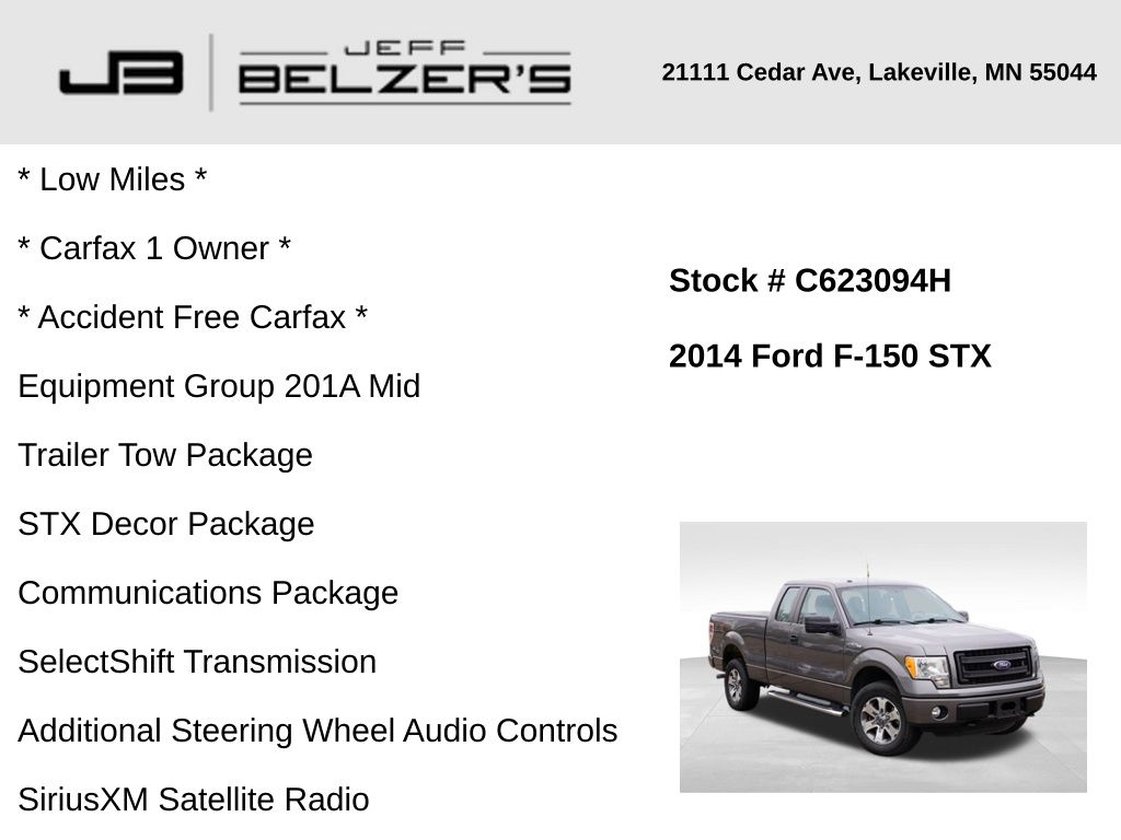 Used 2014 Ford F-150 STX with VIN 1FTFX1EF7EFA62508 for sale in Lakeville, MN