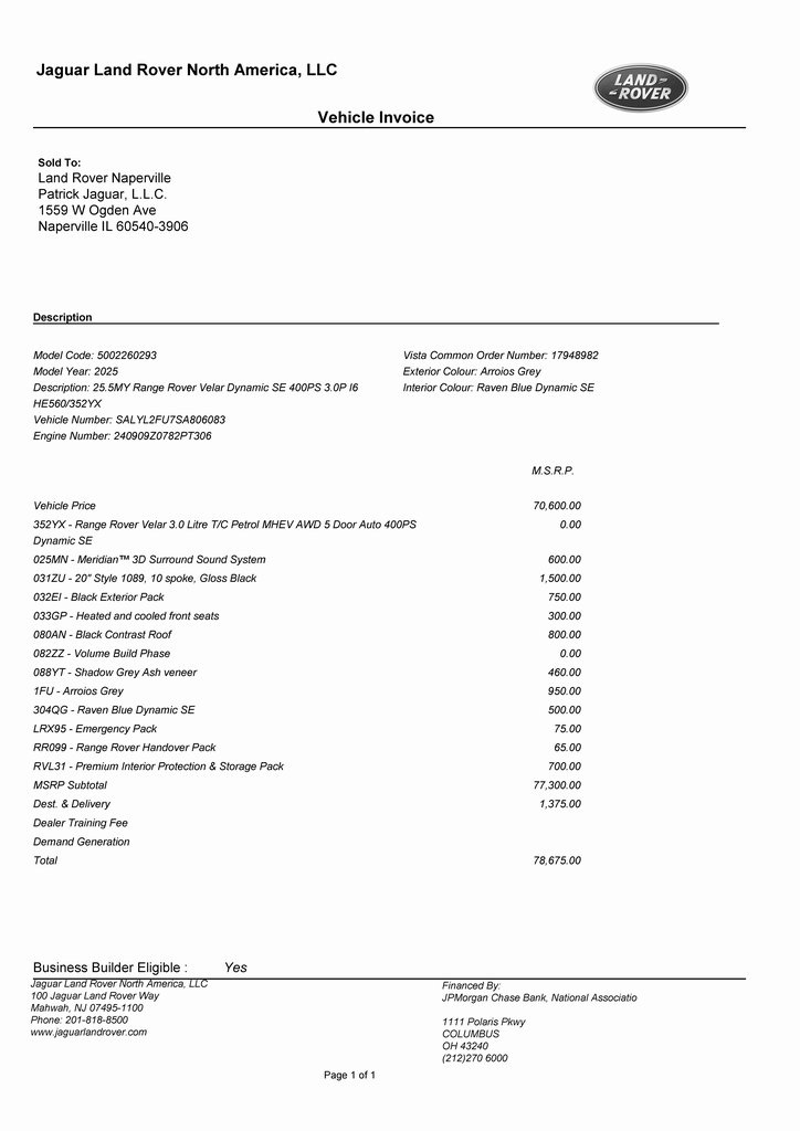 2025 LAND ROVER RANGE ROVER VELAR - Image 3