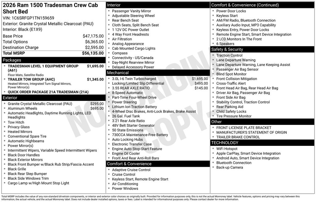 2026 RAM Ram 1500 Pickup Tradesman