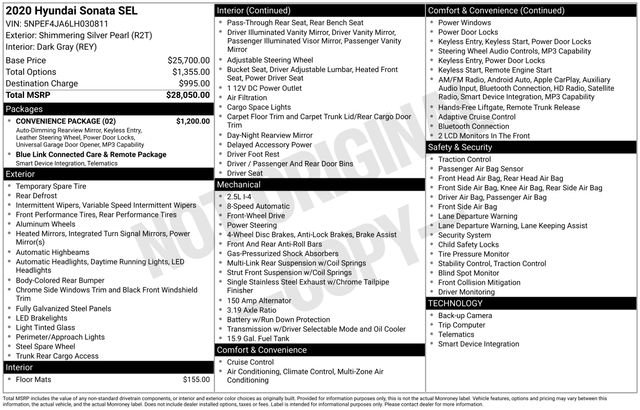 2020 Hyundai Sonata SEL's photo
