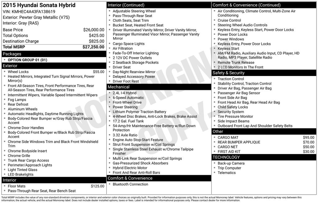 2015 Hyundai Sonata Hybrid Base