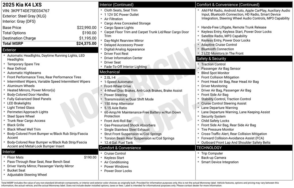 2025 Kia K4 LXS's photo