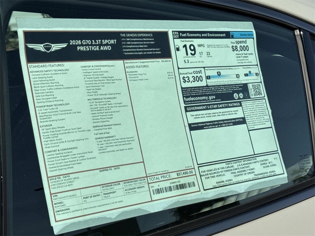 2026 Genesis G70 3.3T Sport Prestige photo 15