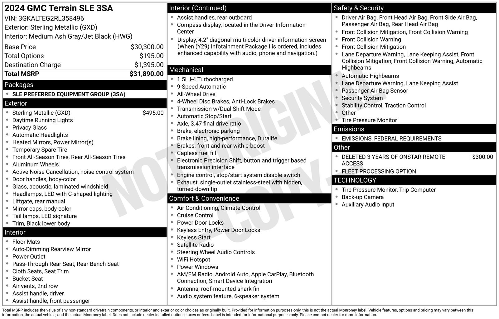 Used 2024 GMC Terrain SLE with VIN 3GKALTEG2RL358496 for sale in Baxter, Minnesota