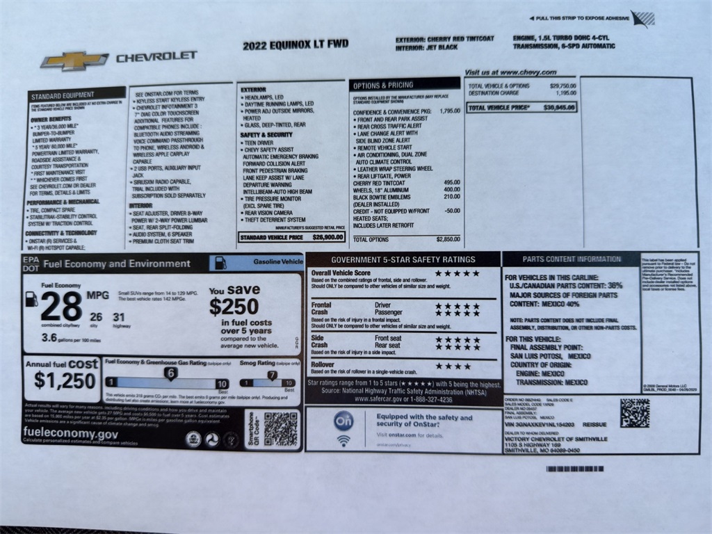 Used 2022 Chevrolet Equinox LT with VIN 3GNAXKEV1NL154203 for sale in Kansas City