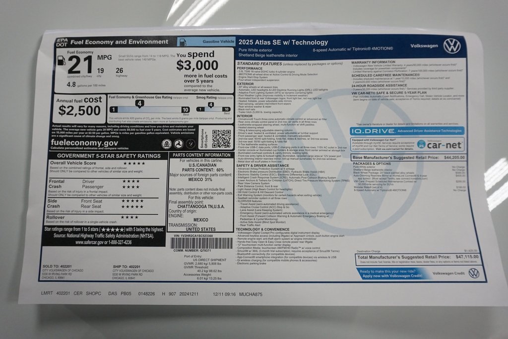 2025 Volkswagen Atlas SE Technology photo 37
