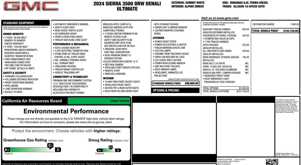 Used 2024 Summit White GMC Denali Ultimate DRW image 3
