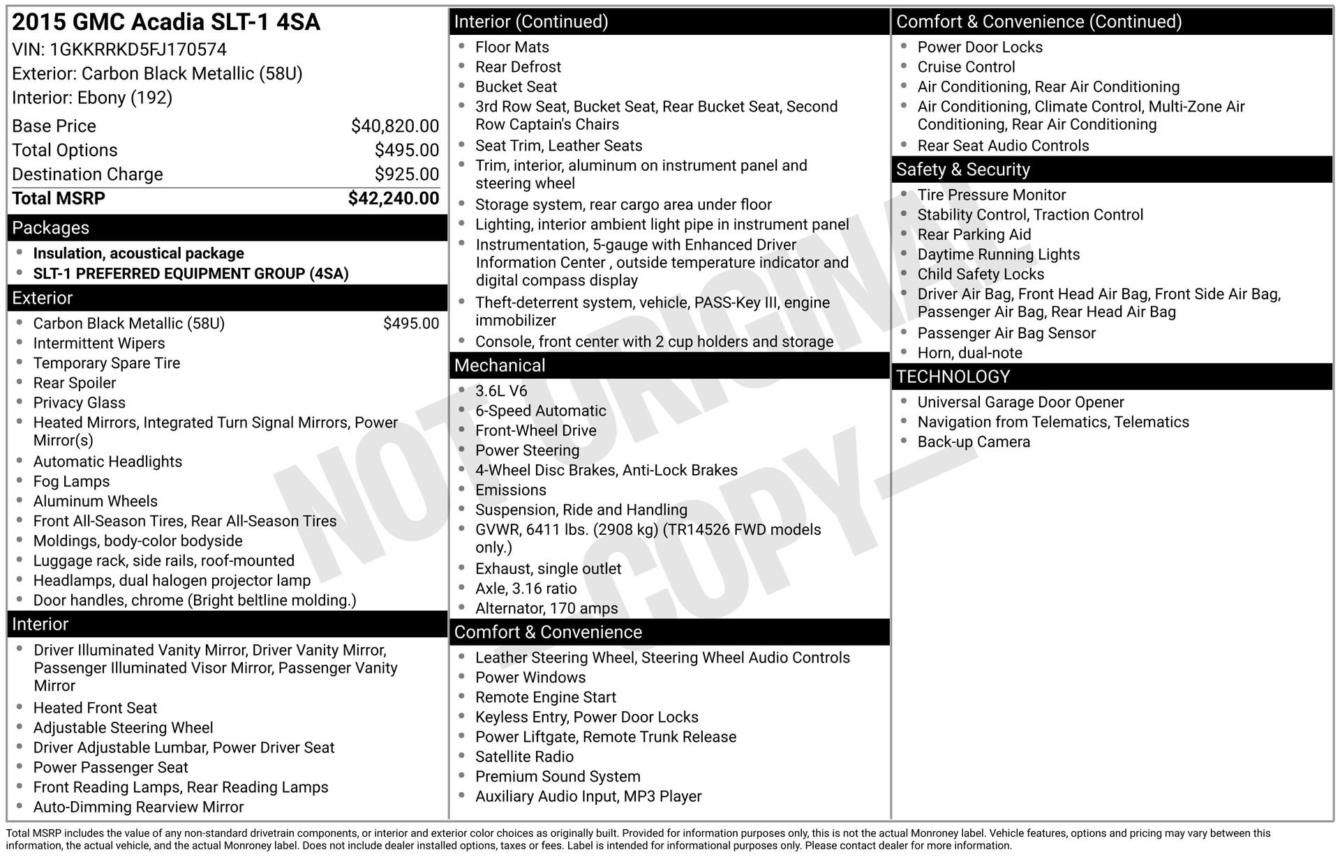 2015 GMC Acadia SLT1