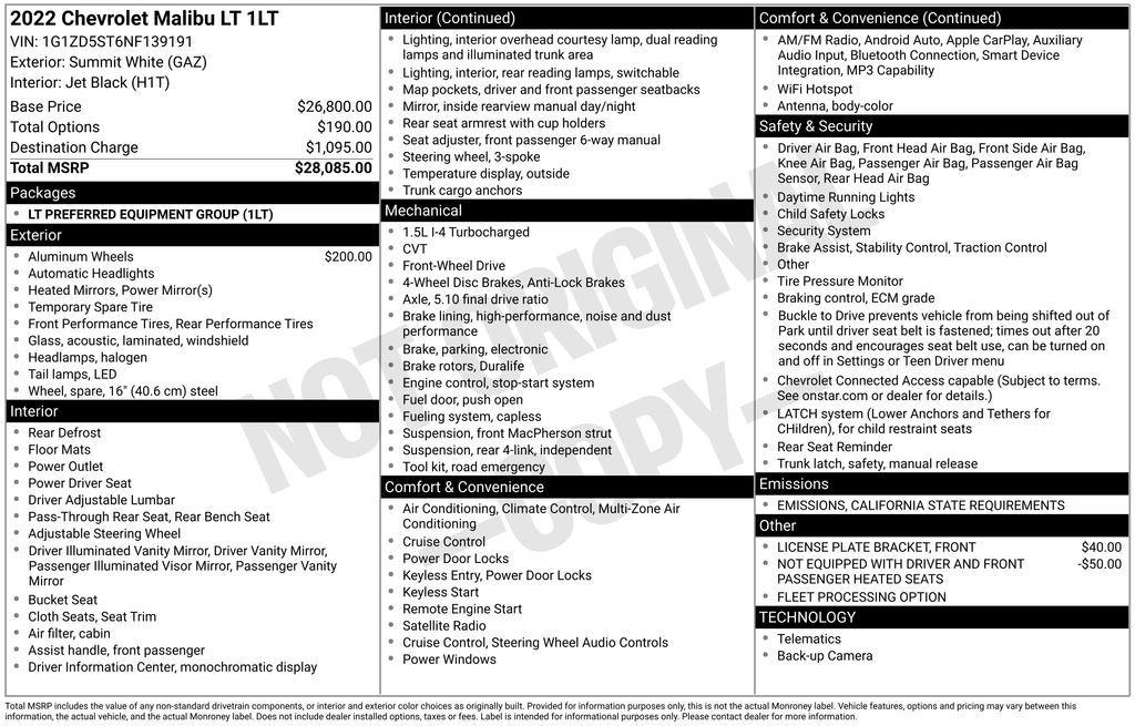 2022 Chevrolet Malibu 1LT