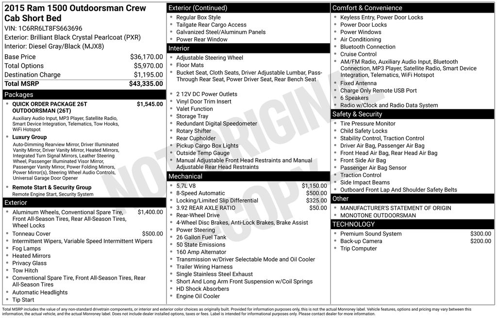 2015 RAM Ram 1500 Pickup Outdoorsman