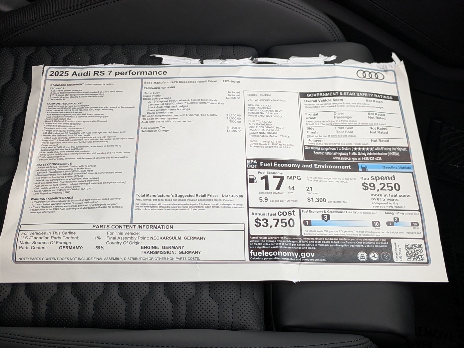 2025 Audi RS 7 Performance Base photo 15