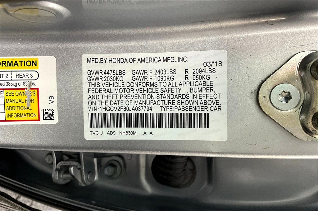 2018 Honda Accord EX-L 2.0T photo 30
