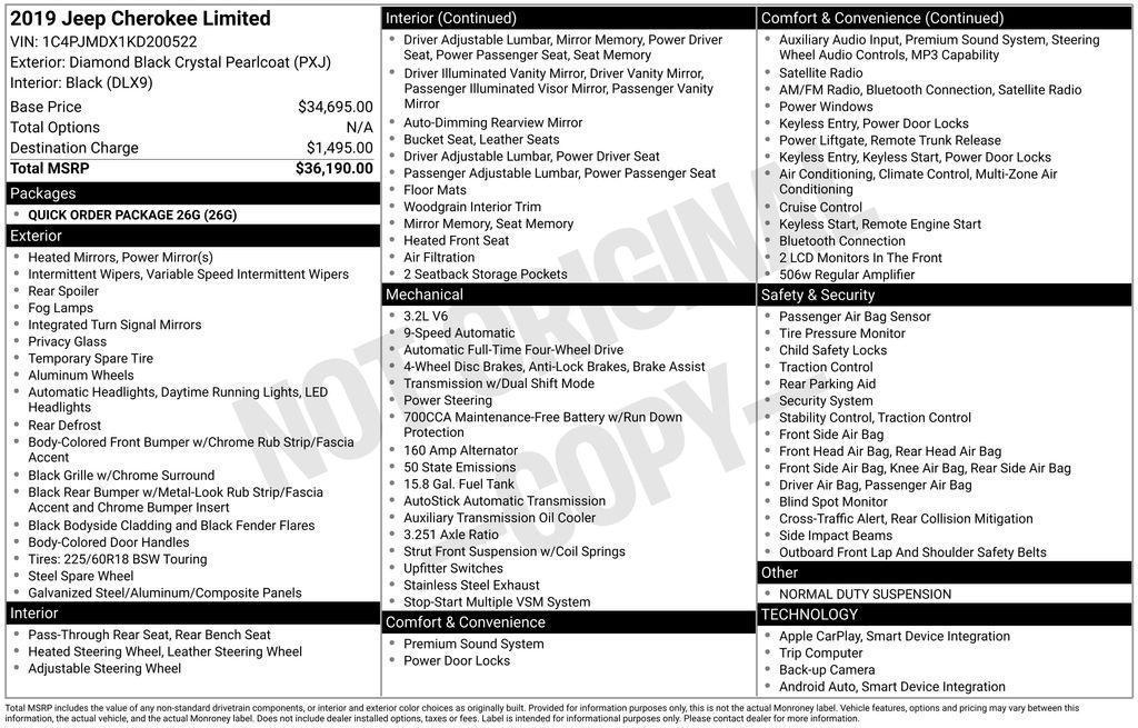 Used 2019 Jeep Cherokee Limited with VIN 1C4PJMDX1KD200522 for sale in Elk River, Minnesota