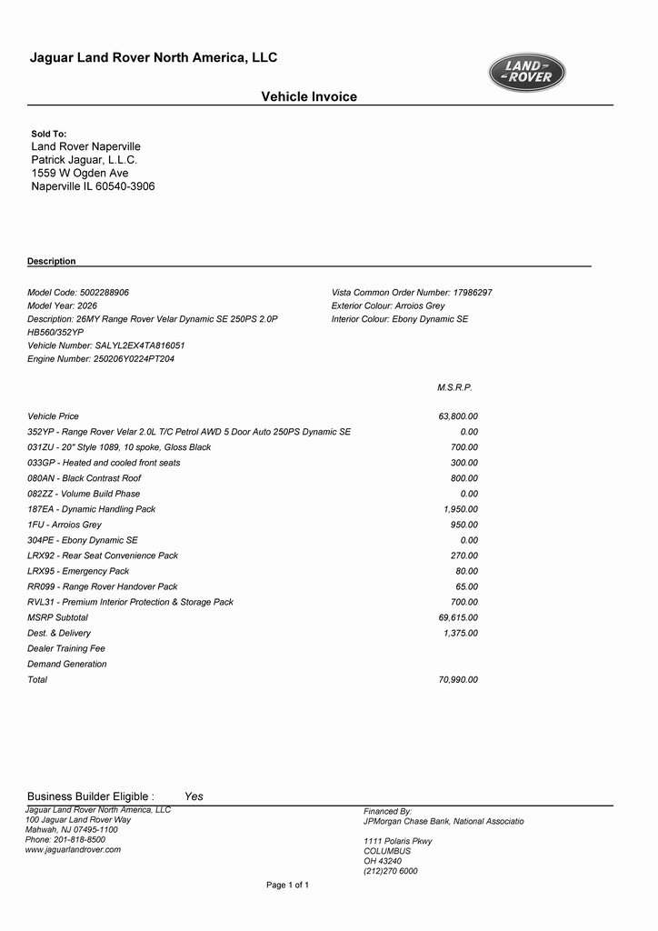 2026 LAND ROVER RANGE ROVER VELAR - Image 2