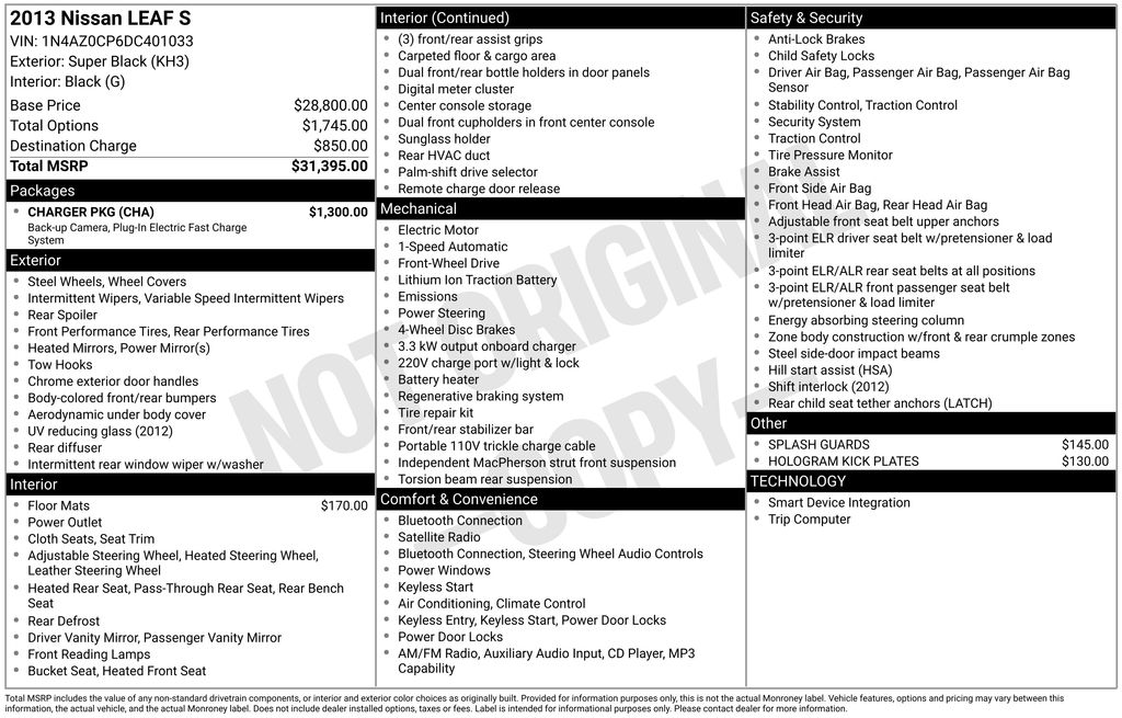 Used 2013 Nissan LEAF S with VIN 1N4AZ0CP6DC401033 for sale in Highland Park, IL