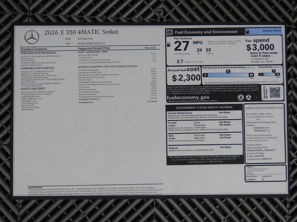 2026 Mercedes Benz E 350 4MATIC photo 9