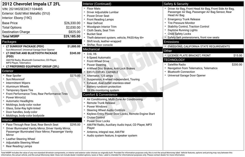 Used 2012 Chevrolet Impala 2FL with VIN 2G1WG5E3XC1104485 for sale in Omaha, NE