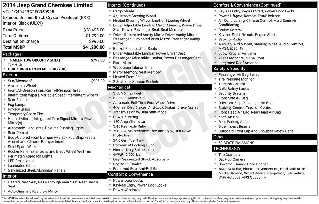 Used 2014 Jeep Grand Cherokee Limited with VIN 1C4RJFBG2EC350995 for sale in Huron, SD