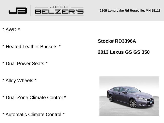 Used 2013 Lexus GS 350 with VIN JTHCE1BL8D5013596 for sale in Lakeville, MN
