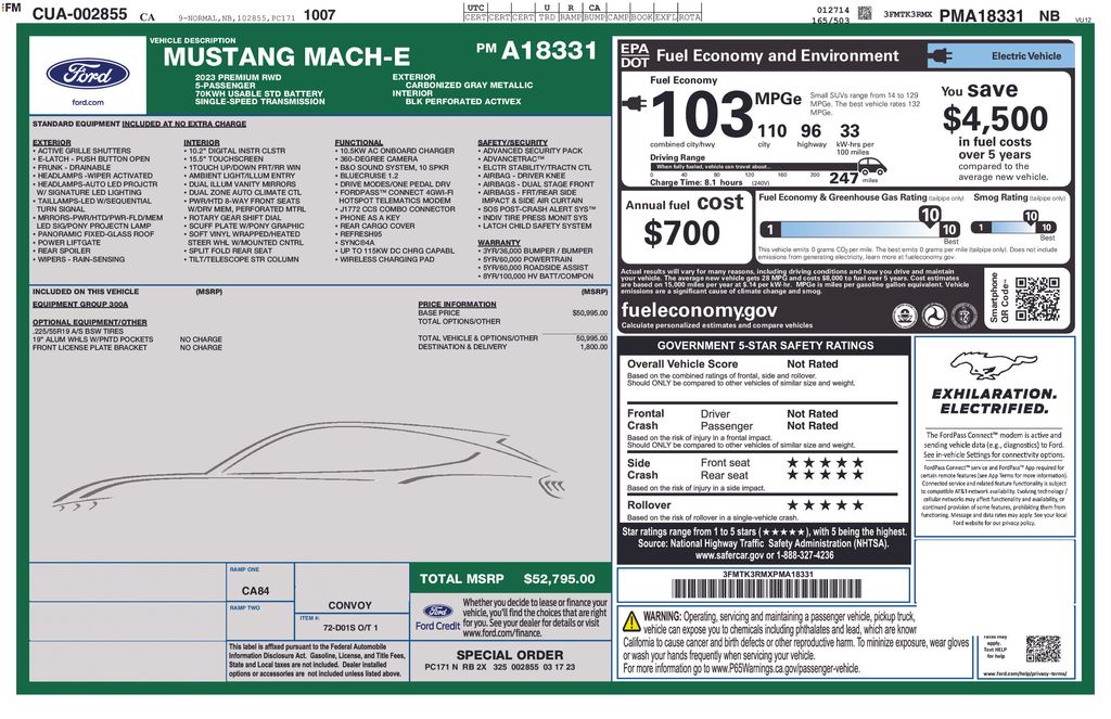 Used 2023 Ford Mustang Mach-E Premium RWD with VIN 3FMTK3RMXPMA18331 for sale in Carlsbad, CA