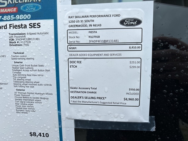 Used 2011 Ford Fiesta SES with VIN 3FADP4FJ1BM131481 for sale in Greenwood, IN