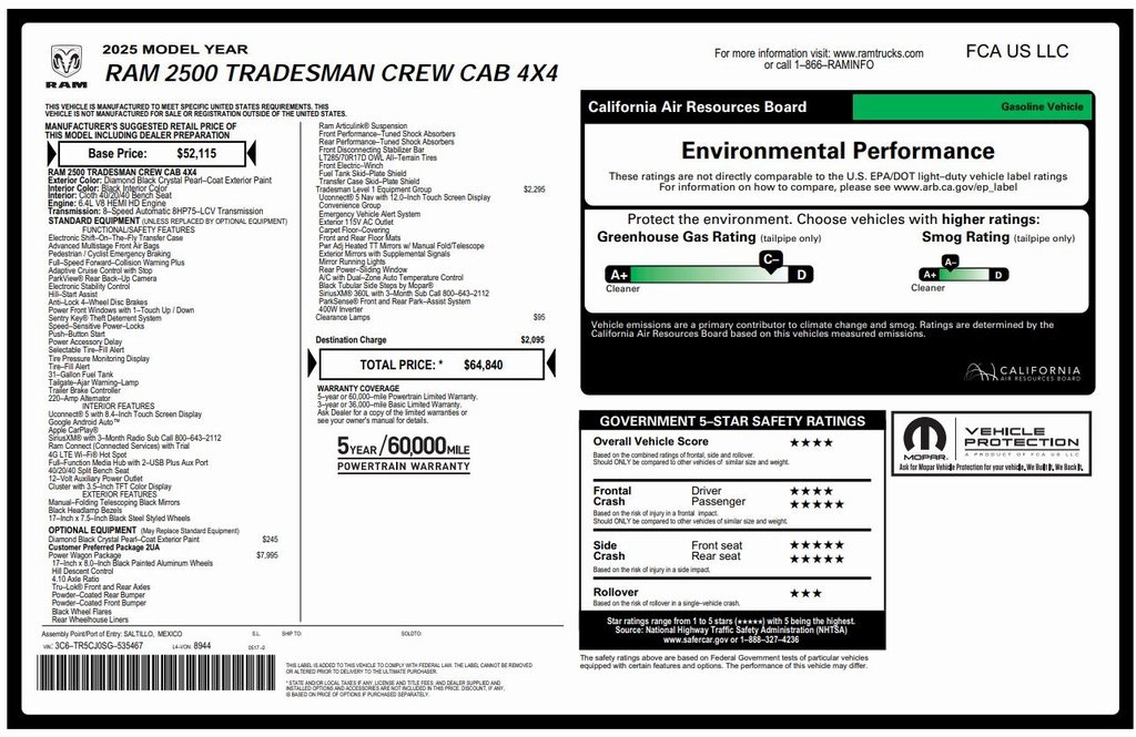 Used 2025 RAM Ram 2500 Pickup Tradesman with VIN 3C6TR5CJ0SG535467 for sale in Kansas City