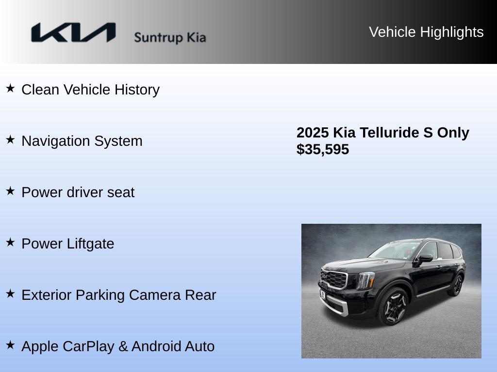 Image of Pre-Owned 2025 Kia Telluride S With Navigation