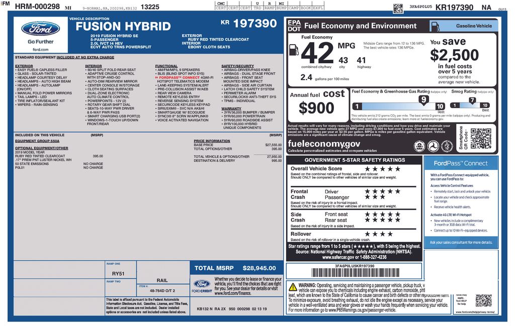 2019 FORD FUSION - Image 29