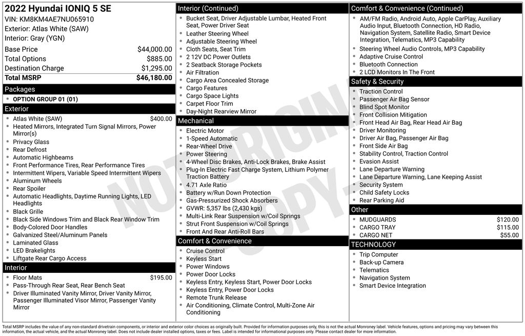 Used 2022 Hyundai IONIQ 5 SE with VIN KM8KM4AE7NU065910 for sale in Highland Park, IL