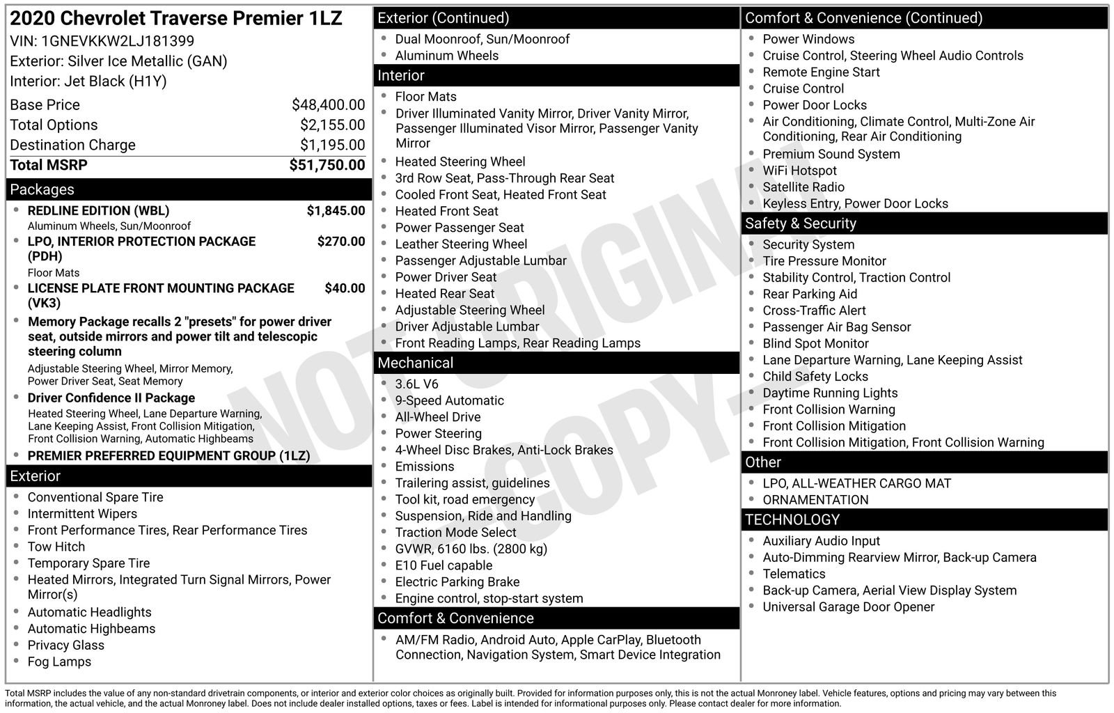 Used 2020 Chevrolet Traverse Premier with VIN 1GNEVKKW2LJ181399 for sale in Baxter, Minnesota