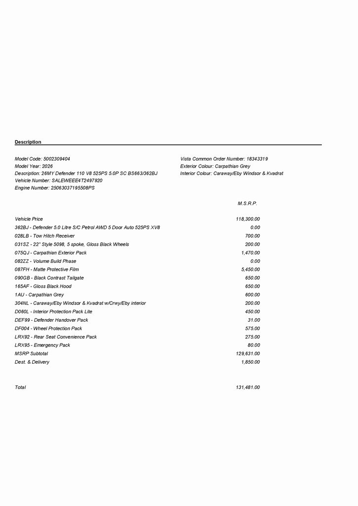 2026 LAND ROVER DEFENDER - Image 1