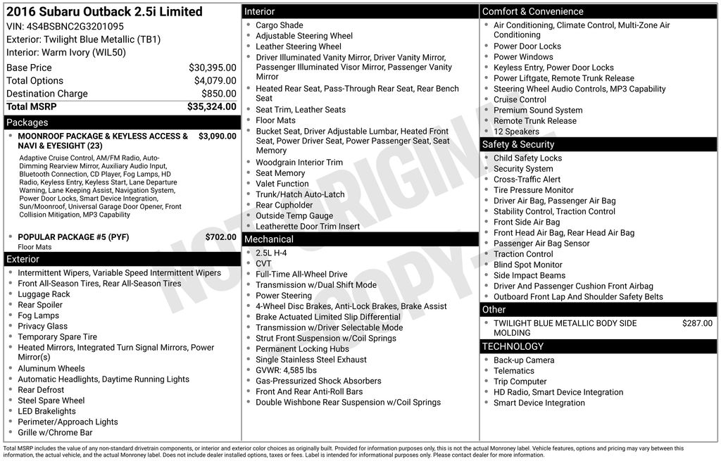 2016 Subaru Outback Limited's photo