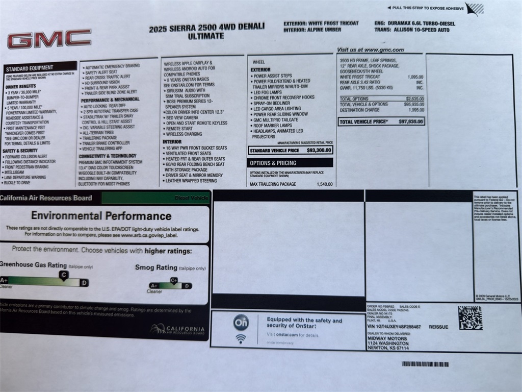 Used 2025 GMC Sierra 2500HD Denali Ultimate with VIN 1GT4UXEY4SF255487 for sale in Kansas City