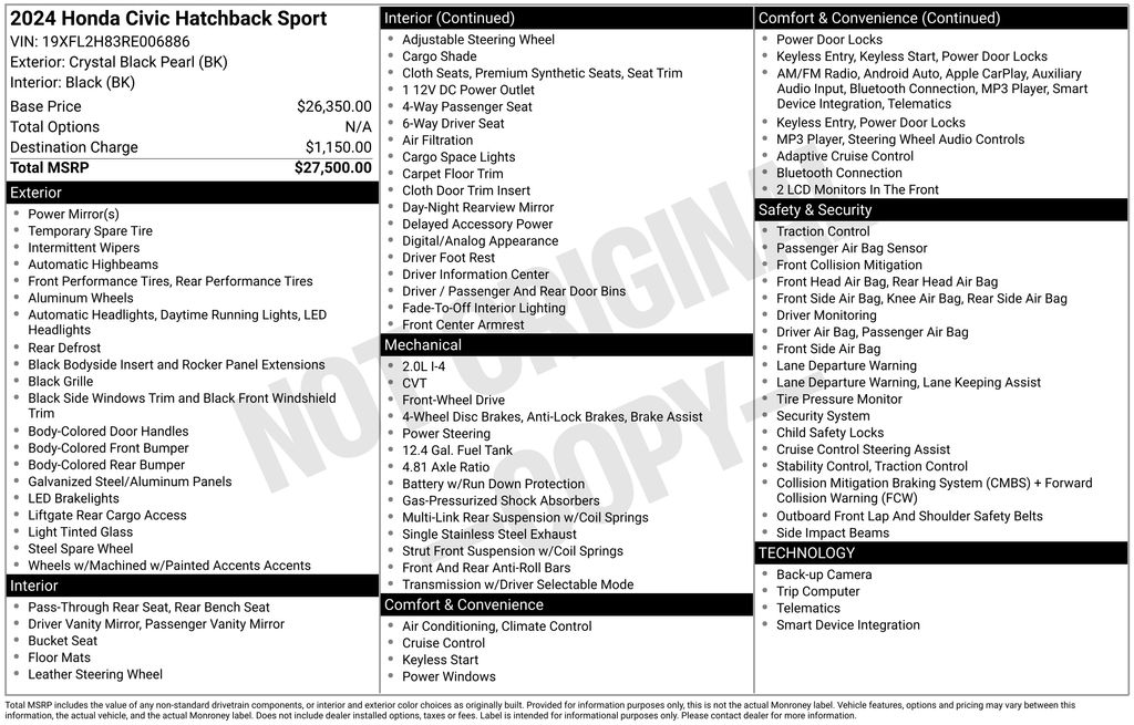 2024 Honda Civic Hatchback Sport